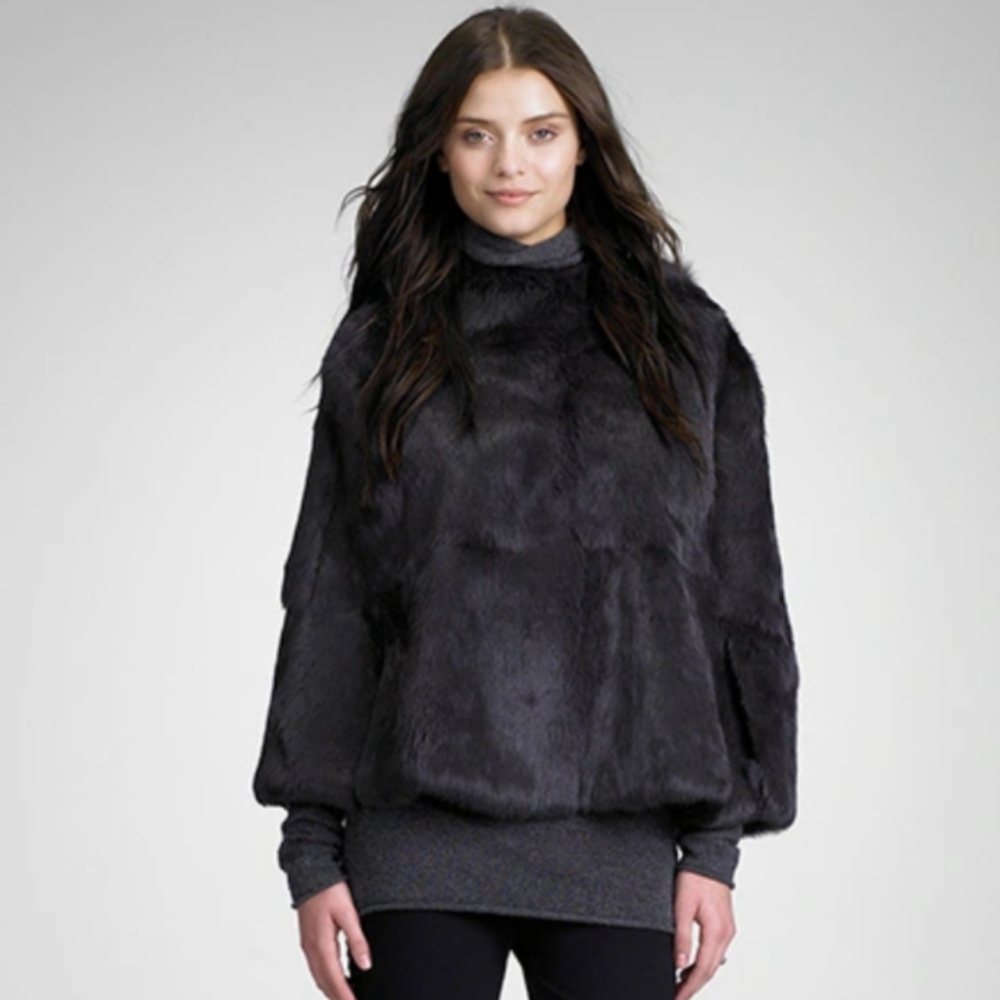 Gray Rabbit Fur Cape/Poncho